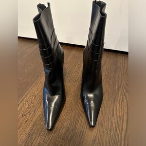 Stuart Weitzman Triline Black Calf Leather High Heel Stiletto Boots